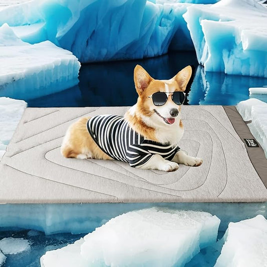 ZonLi Dog Cooling Mat, 43" x 30" Large, Waterproof Cooling Pad for Dogs & Cats, Portable & Durable Pet Mat for Crate, Trunk, Camping, Outdoors, Machine Washable, Pebble Grey