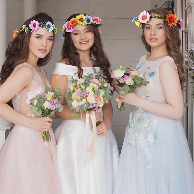 Syhood Daisy Crowns Making Kit, 109 Pieces Parts, Make Your Own Flower Crown Wreath Headbands and Bracelets Craft Kit Hair Accessories Handmade DIY Floral Crown Garland Kit Presents for Girls