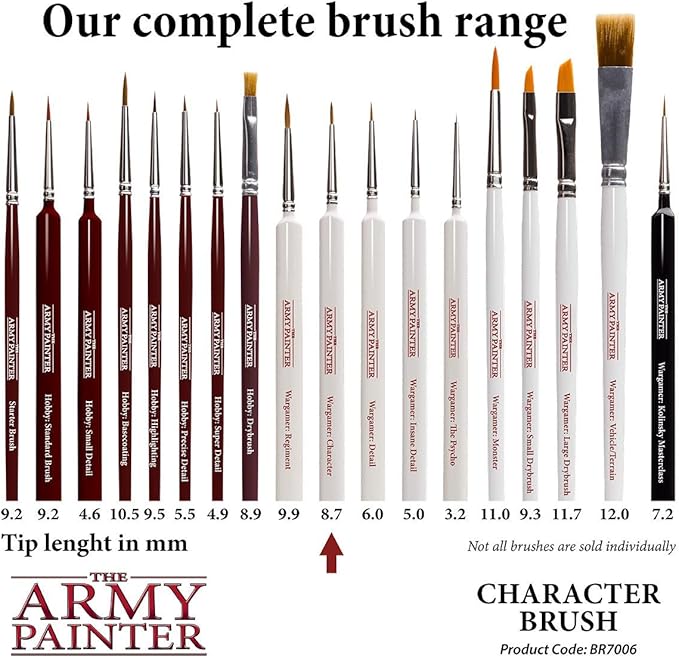 The Army Painter Wargamer: Character Brush - Fine Detail Paint Brush Set with Rotmarder Sable Hair - Small Paint Brush, Model Paint Brush, Fine Tip Paint Brushes for Acrylic and Miniature Painting