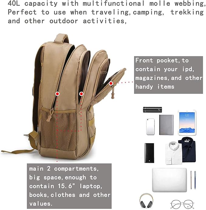 4land Camo Backpack for Boys,Army Boys Backpacks for Elementary Middle School Military,Camouflage Bookbag 40L