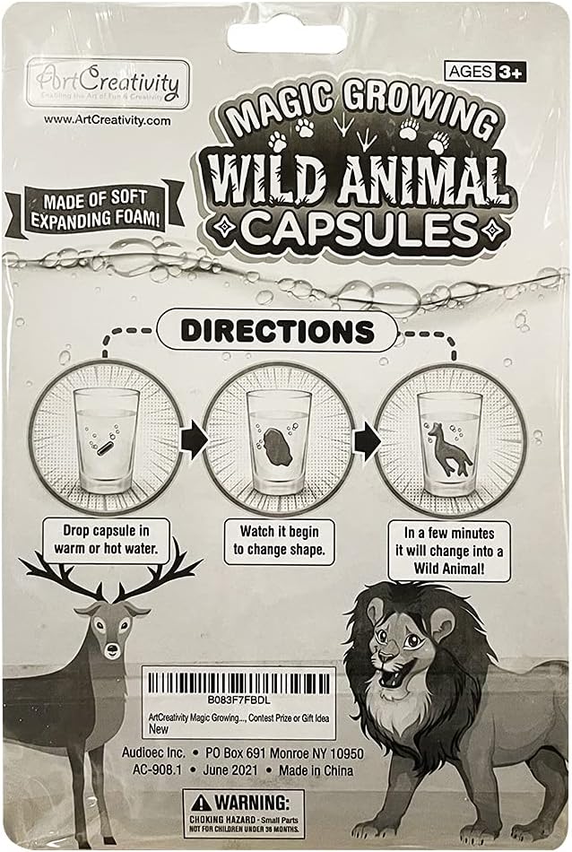 ArtCreativity Magic Growing Animal Capsules, Grow in Water, 2 Packs with 12 Expanding Animal Capsules Each, Cute Color Variety, Kids’ Birthday Party Favors, Contest Prize or Gift Idea