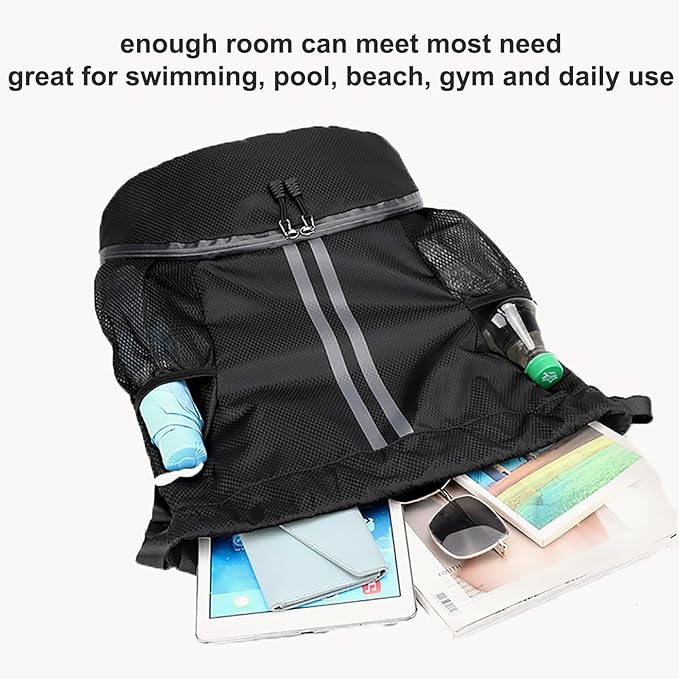 Swim Bag Drawstring Backpack with Wet Pocket Shoe Warehouse String Bag Sackpack for Beach Swimming Pool Gym Sports (Yellow)