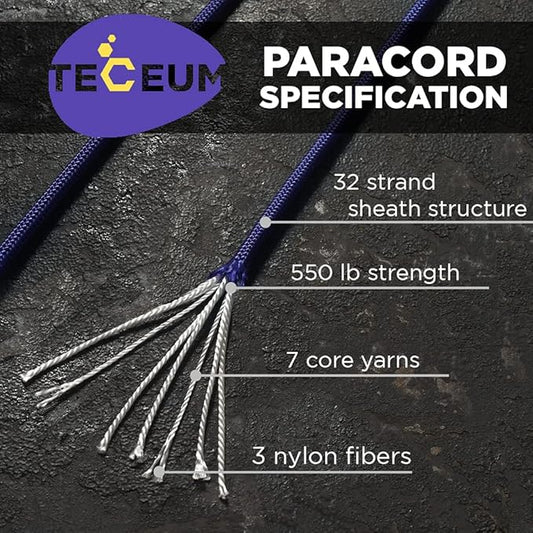 TECEUM Heavy Duty Rope 1000 – 1000ft / 200ft / 100ft / 50ft – 40+ Colors – Utility Rope for Survival & Camping Gear – Nylon String, Camping Rope, para Cord, Utility Nylon Rope, Tent Cord