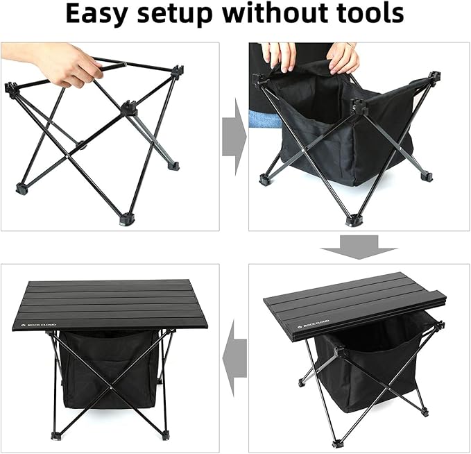 ROCK CLOUD Portable Camping Table Ultralight Aluminum Camp Table with Storage Bag Folding Beach Table for Camping Hiking Backpacking Outdoor Picnic, Size M