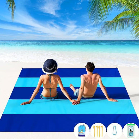 BYDOLL Beach Blanket 78''X81'' 4-7 Adults Oversized Lightweight Waterproof Sandproof Blanket for Beach Large Picnic Mat Travel Camping
