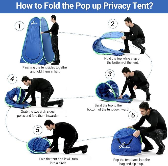 Sportneer Pop Up Privacy Shower Tent, Portable Changing Room Pop Up Changing Tent 75inches x 47inches x 47inches Shower Tent with Carry Bag for Camping & Beach, Easy Set Up, Foldable