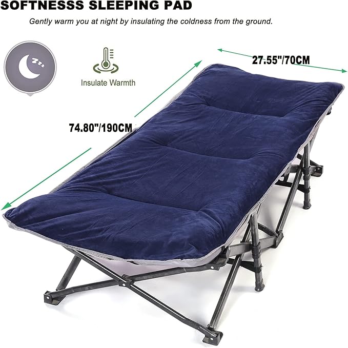 Gehannah Thick Camping Sleeping Pad, Soft Comfortable Microfiber Camping Cot Pads for Adults, Lightweight Foldable Sleeping mats for Traveling Hiking Backpacking Traveling