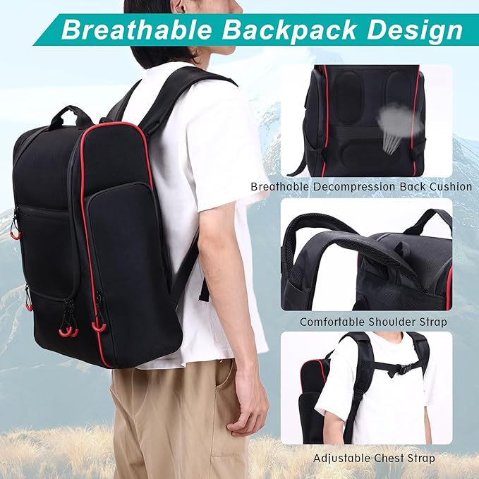 Camping Organizer for Outdoor Kitchen Storage, Large Hanging Cookware Backpack with Paper Towel Holder, Multi Pockets Camp Utensil Containers for BBQ Grill Cooking Essential Tools, Bag Only