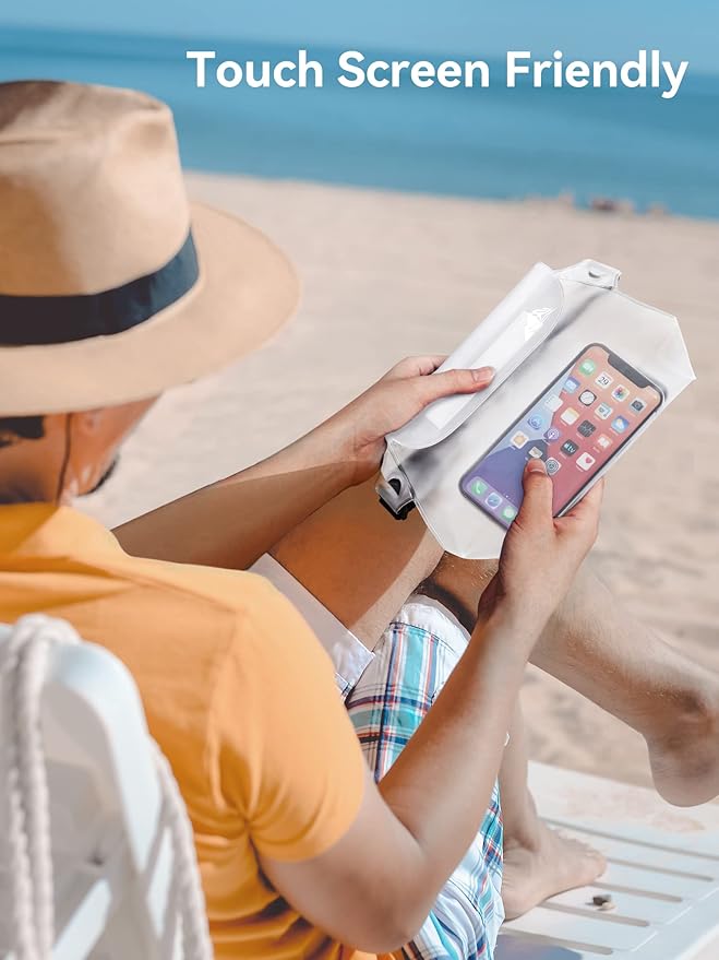 HEETA 2/3/4 Pack Waterproof Pouch with Waist Strap, Screen Touchable Dry Bag with Adjustable Belt for Phone Valuables for Kayaking, Swimming, Snorkeling, Boating, Fishing, Surfing & Beach