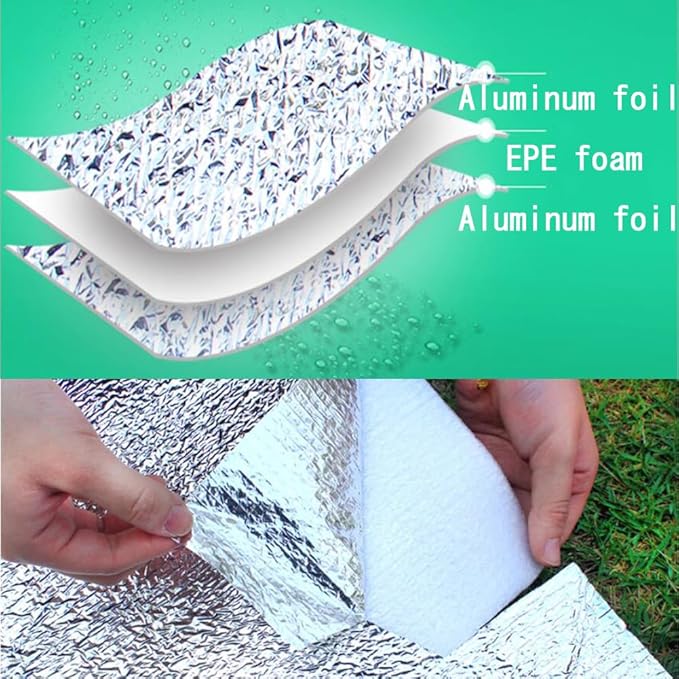 Camping Mat Foam Foil Blanket for Camping Foam Pad Insulating Foil Mat Sleeping Tent Pad Thermal Aluminum Camping mat for Reflecting Heat