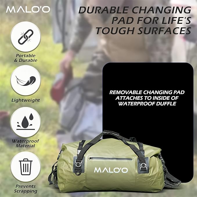 Malo'o 3-in-1 Wetsuit Changing Bag – Integrated changing mat, wetsuit watertight carry bag and XL 60 Liter Roll-Top Dry Bag. Surfing, Paddle-Boarding