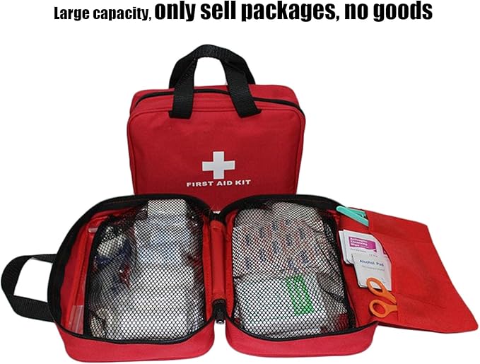 AOUTACC Nylon First Aid Empty Kit,Compact Waterproof and Lightweight First Aid Bag with Zippered for Emergency at Home, Office, Car, Outdoors, Boat, Camping, Hiking(Bag Only)
