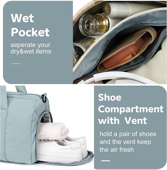 BLUBOON Duffle Bag Girls Kids Cute Gym Bag with Shoes Compartment & Wet Separation Waterproof Sports Overnight Travel Bag