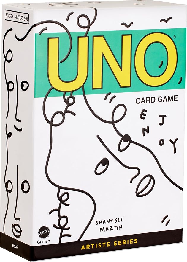 Mattel Games UNO Artiste Shantell Martin Card Game for Kids, Adults & Family Night, Collectible Deck Featuring Graphics & Art by Shantell Martin