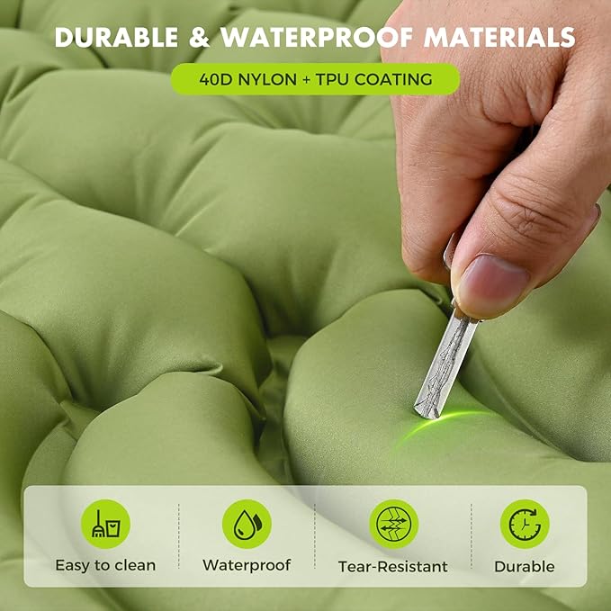 Camping Sleeping Pad,Double Sleeping Pad for Camping-Self Inflating 4" Extra-Thick for 2 Person with Pillow Built-in Foot Pump Inflatable Sleeping Mat for Backpacking,Hiking,Traveling,Tent