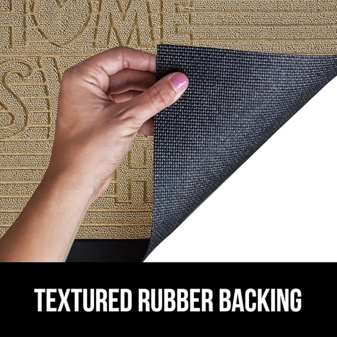 GORILLA GRIP 100% Waterproof All-Season WeatherMax Doormat, Durable Natural Rubber, Stain and Fade Resistant, Low Profile, Indoor Outdoor Door Mats, Easy Clean Entrance Mat, 17x29, Home Sweet Home