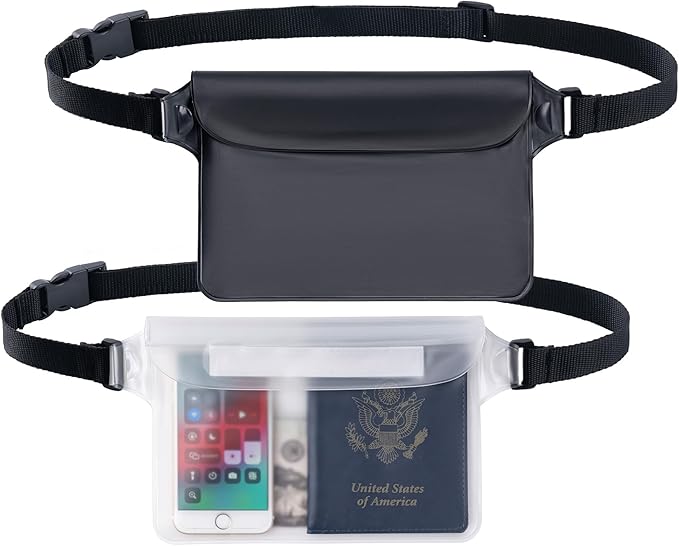CADONO 2-Pack Waterproof Pouch with Adjustable Waist Strap | Screen Touch Sensitive Dry Bag, Keep Your Phone and Valuables Dry, Perfect for Swimming Kayaking Boating Fishing Beach Diving
