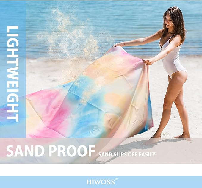 Beach Blanket Waterproof Sandproof Oversized 95”x 80”,Sand Free Beach Mat with Corner Pockets,Portable Mesh Bag for Beach Festival,Picnic,Travel and Outdoor Camping (Unicorn)