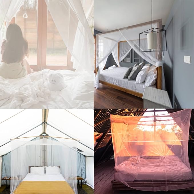 No-See-Um mesh Square Mosquito Net for King Size Bed 2 Openings Netting Mosquito Net for Beds, Finest Holes Mesh 2000 Mosquito Netting for Bed (Square King Grey Color)