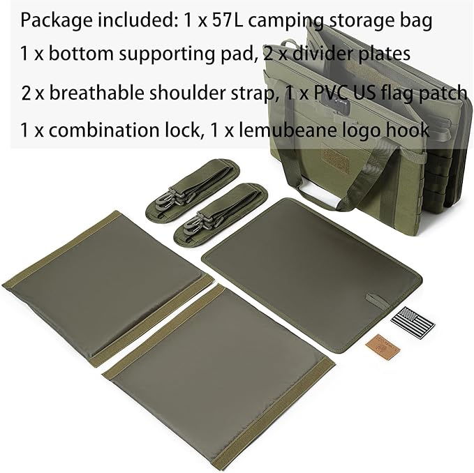 Tactical Camping Storage Bag - 38L Utility Tote Bag Organizer with Combination Lock and Shoulder Strap