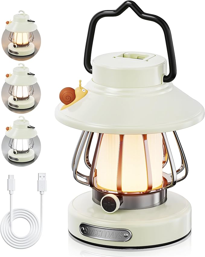 HOMY New Gear lamp for Kids Set Toddler Flashlight Convenient LED Light Rechargeable Battery Operated Outdoor Indoor Essentials Table Portable Night Light White Snail Electric Camping Lanterns Gift