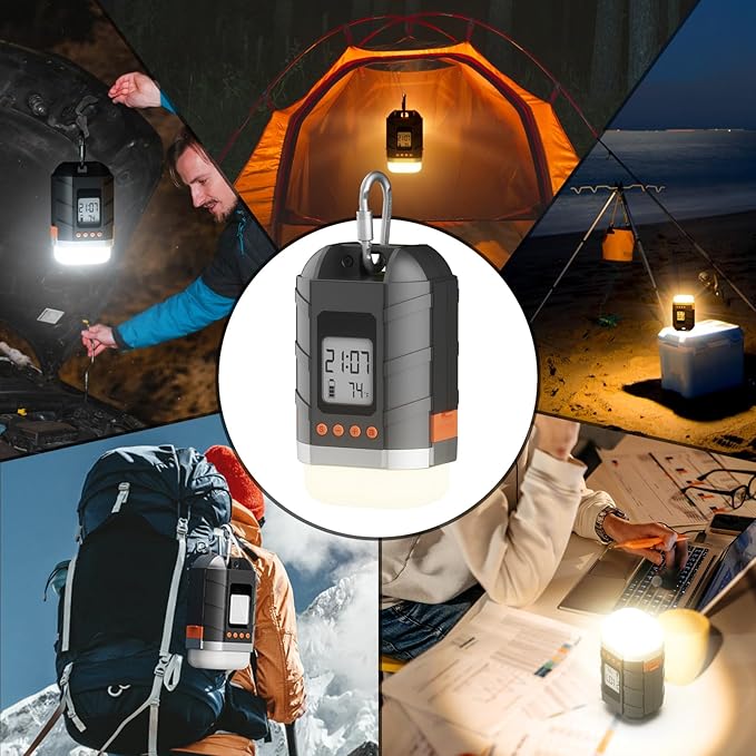 LOBKIN Camping Rechargeable Lantern, Multifunctional Camping Light 5 Modes, Portable Tent Lamp USB 15600 mAh for Camping, Hiking, Fishing