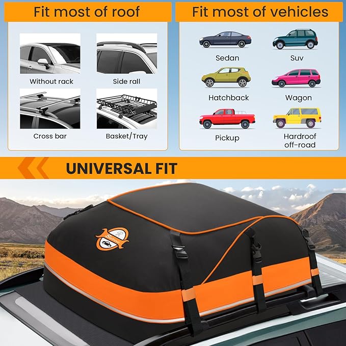 Sailnovo Rooftop Cargo Carrier Waterproof 20 Cubic Feet Car Roof Rack Cargo Carrier Roof Cargo Bag for All Cars with/Without Rack, Includes Anti-Slip Mat, 6 Door Hooks & Waterproof Curtain