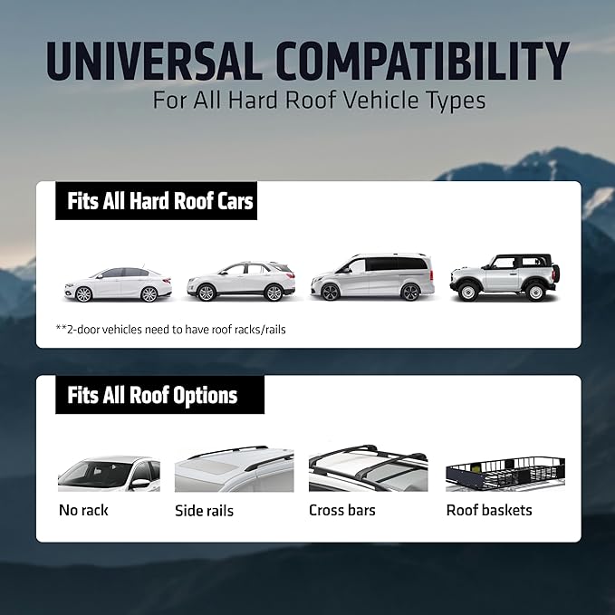 Rooftop Cargo Carrier - Waterproof Soft Shell Car Roof Cargo Carrier, Heavy Duty Car Top Luggage Cargo Bag with Patented Door Hook System and Non-Slip Mat for Car or SUV (19 Cubic Feet)