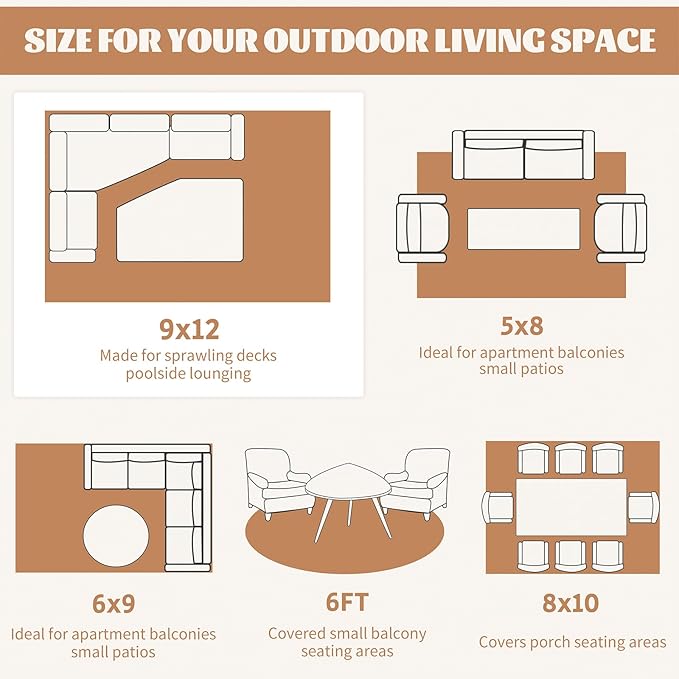 Ileading Outdoor Plastic Straw Rug 9x12ft Funny Floral Style Reversible Patio Area Rugs Waterproof Non Shedding Portable Carpets Large RV Rugs for Outside Deck Pool Beach Picnic Camping (Orange)