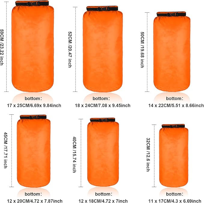Shappy 6 Pcs Waterproof Dry Bag Set 6 Size Lightweight Sack and Long Adjustable Shoulder Strap 20/15/10/8/5/3l Outdoor Keep Gear Stuff Sack for Backpacking Boating Hiking Camping