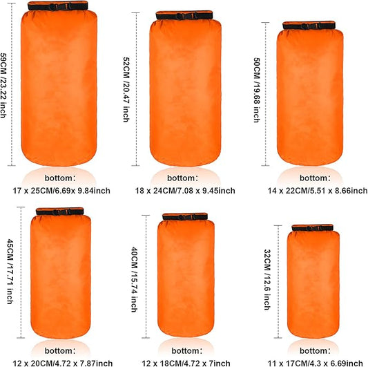 Shappy 6 Pcs Waterproof Dry Bag Set 6 Size Lightweight Sack and Long Adjustable Shoulder Strap 20/15/10/8/5/3l Outdoor Keep Gear Stuff Sack for Backpacking Boating Hiking Camping