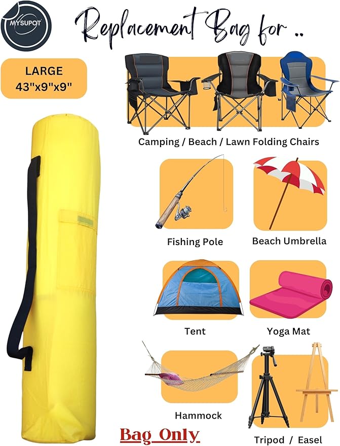 Replacement Bag for Folding Camping Chair, Portable Camp Chair, Hammock, Yoga Mat, Umbrella, Tents, Tripods, Fishing Poles - 420D Oxford Polyester Fabric