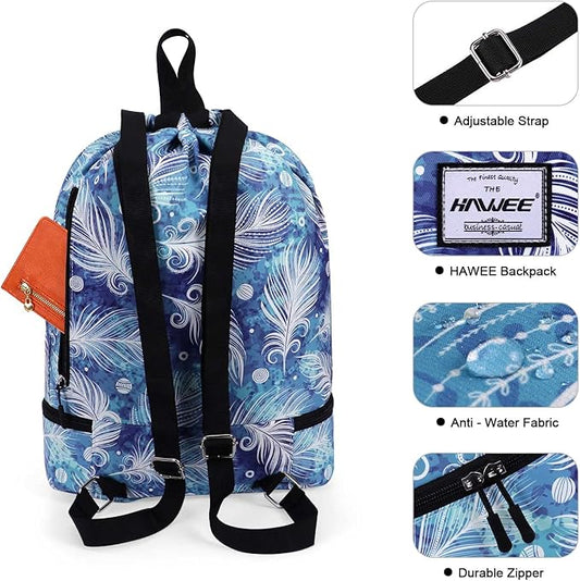 Dry Wet Drawstring Backpack with Shoe Compartment for Women Adjustable Gym Bag