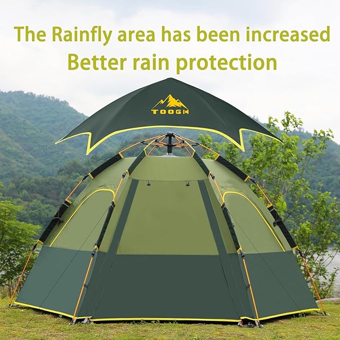 Camping Tent with Instant Setup, 2/3 Person Weatherproof Tent Easy Quick Set Up in 60 Seconds with Rainfly Backpack Tent for Family Camping & Hiking, Upgraded Ventilation,Center Height 66-inch