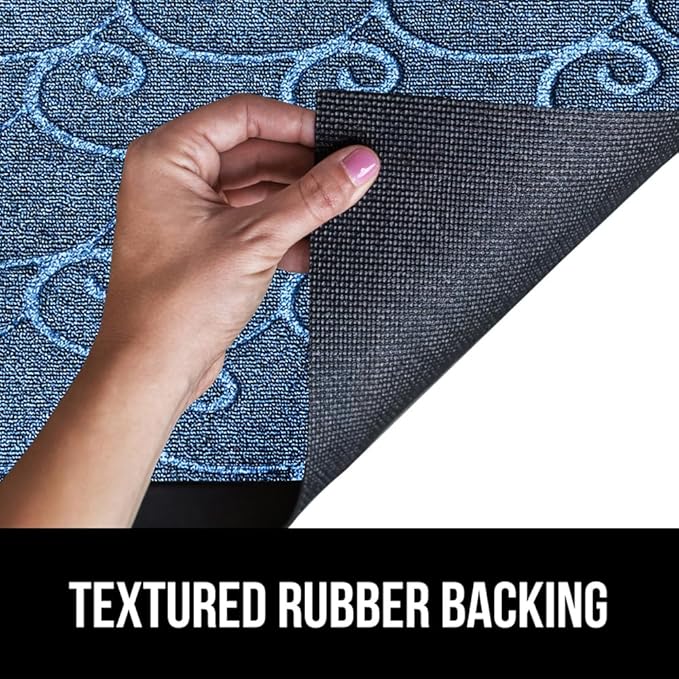 GORILLA GRIP 100% Waterproof All-Season WeatherMax Doormat, 72x24 Runner, Durable Natural Rubber, Stain and Fade Resistant, Low Profile, Indoor Outdoor Door Mats, Easy Clean Mat, Ocean Blue Waves