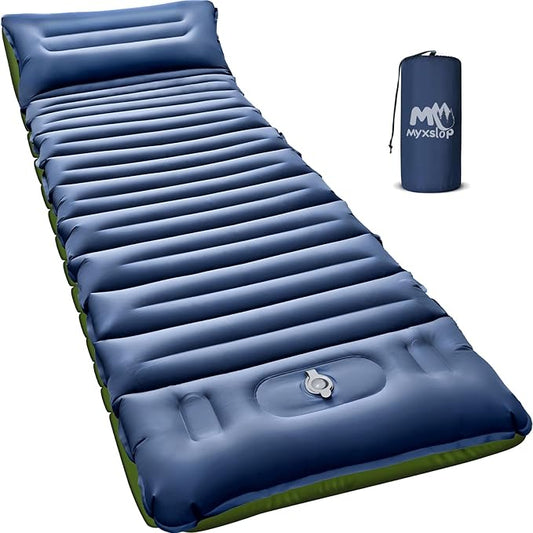 Sleeping Pad, Ultralight Inflatable Sleeping Pad for Camping with Pillow & Pump，Air Mattress Super Portable, Great for Camping Gear, Hiking, Side or Lounging Sleeper(Blue)