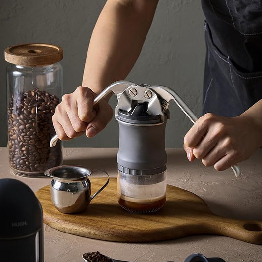 LEVERPRESSO V4 Portable Lever Espresso Maker – Manual Espresso Machine with 51mm Ridgeless Filter Basket, Double Shot, Non-Pressurized, Perfect for Camping & Travel – by HUGH (Pressurized Filter)