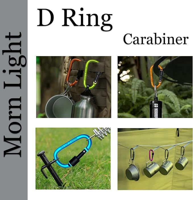 6 Pack Small Locking Carabiner Clips - 3 Inch Aluminum Alloy D-Ring Key Hooks with Twist Lock, Secure for Keys, Pet Leash, Travel Accessories (Not for Climbing)