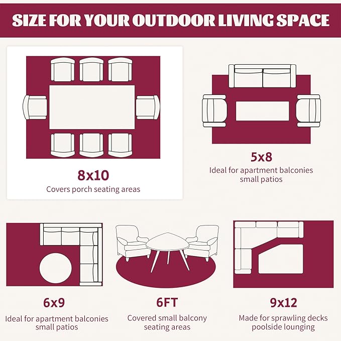 Ileading Outdoor Plastic Straw Rug 8x10ft Funny Floral Style Reversible Patio Area Rugs Waterproof Non Shedding Portable Carpets for Rv Outside Deck Pool Beach Picnic Camping (Pink)