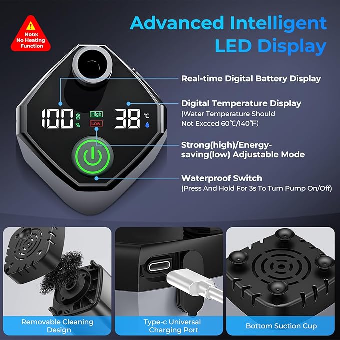 Portable Shower for Camping, 7800mAh Rechargeable Camping Shower Pump with 3 Spray Modes & 5-Gallon Collapsible Bucket, Outdoor Shower Kit for Hiking, RV, Travel, Pet Bath, Watering Plants