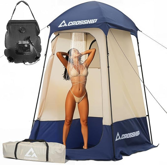 Camping Shower Tent - Outdoor Privacy Tent with Solar Shower Bag - 84.6" H*60" W Privacy Shelter for Outdoor Bathroom, Changing Room & Fishing, UV Resistant&Waterproof Camping Bathroom