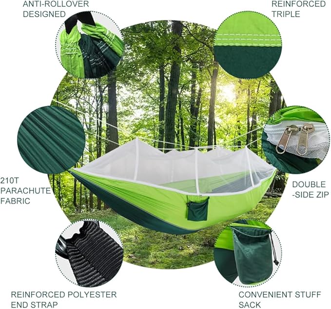 Camping Hammock, Lightweight Portable Hammock with Mosquito Net,Hammock with Bug Net,Tree Hammocks for Outside,Travel Hammock,Hammock Camping for Traveling Hiking