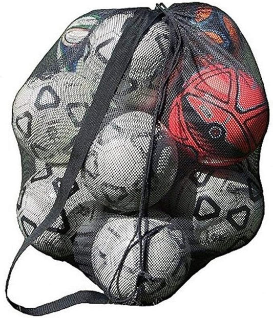Greenery-GRE Extra Large Mesh Equipment Bag Adjustable Strap Drawstring Heavy Duty Hold 15 Soccer Balls Netball Basketball Football Bags Sports Duffel