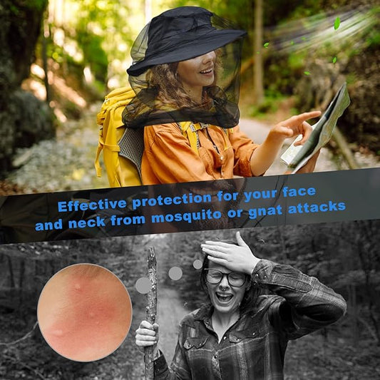 South to East Premium Mosquito Head Net for Insect, 2 Pack, Fly & Bug Protection | Ultra Large & Long, Extra Fine Holes for Camping, Hiking, Fishing, Gardening, Safari, Fits All Hats for Men & Women