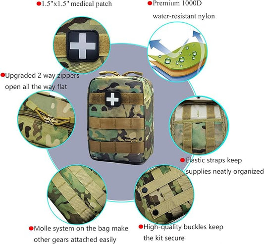 Carlebben EMT Pouch MOLLE Ifak Pouch Tactical MOLLE Medical First Aid Kit Utility Pouch