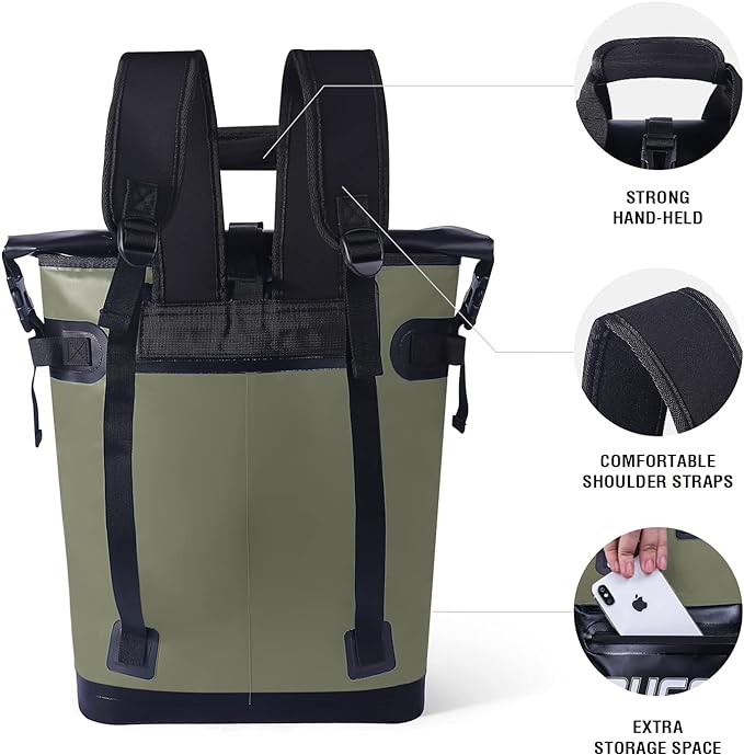 Buffalo Gear Cooler Backpack18L,30L Leakproof Camping Backpack Cooler Insulated Cooler for Picnic Beach Hiking Park Fishing