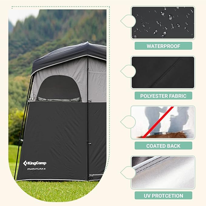 KingCamp Shower Tent, Large Portable 1/2 Room Dressing, Toilet and Changing Tents with Shower Bag & Floor for Camping & Travel
