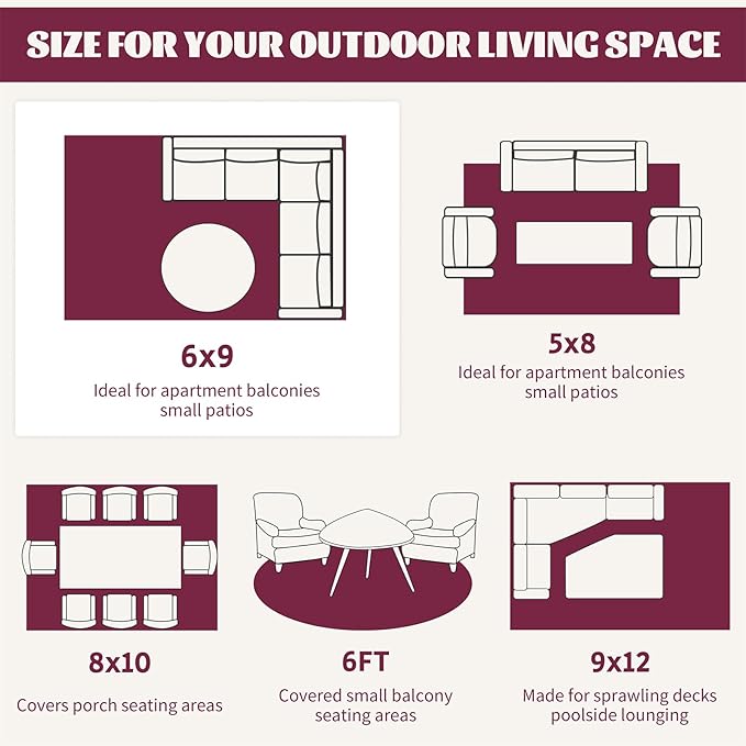 Ileading Outdoor Plastic Straw Rug 6x9ft Funny Floral Style Reversible Patio Area Rugs Waterproof Non Shedding Portable Carpets for Rv Outside Deck Pool Beach Picnic Camping (Pink)