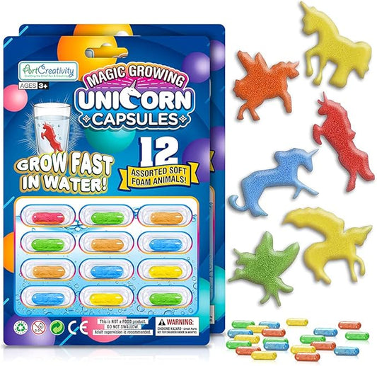 ArtCreativity Magic Growing Unicorn Capsules - Grow in Water - 2 Packs with 12 Expanding Animals Capsules Each - Cute Color Variety - Kids’ Birthday Party Favors, Contest Prize or Gift Idea