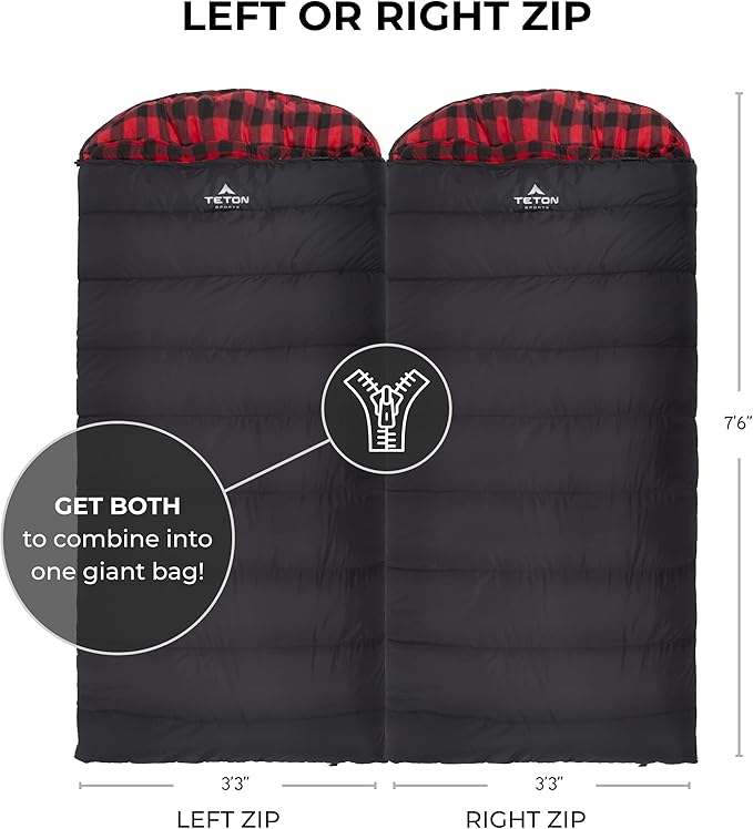 Teton Celsius XXL Sleeping Bag, Cold Weather Sleeping Bags for Adults and Kids, Camping Made Easy and Warm. Compression Sack Included, 35F, 25F, 0F, 20F Degree